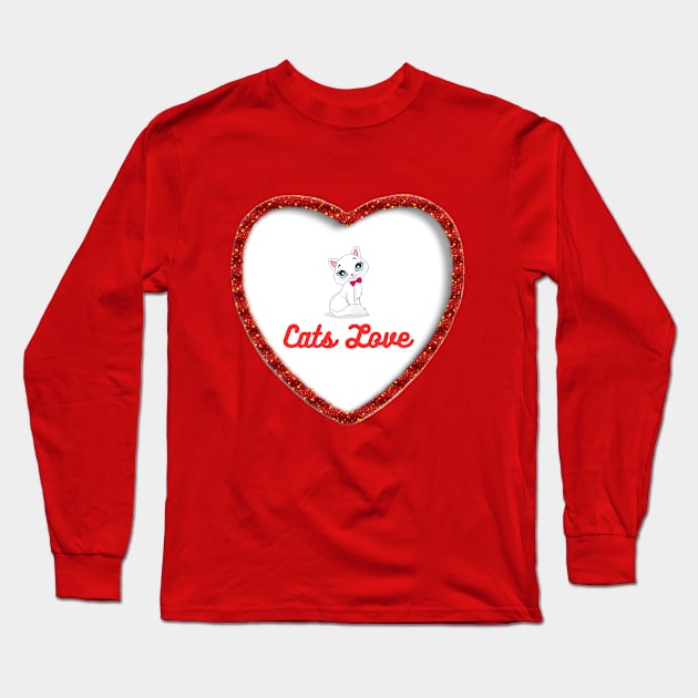 Cat love Long Sleeve T-Shirt by Solana Del